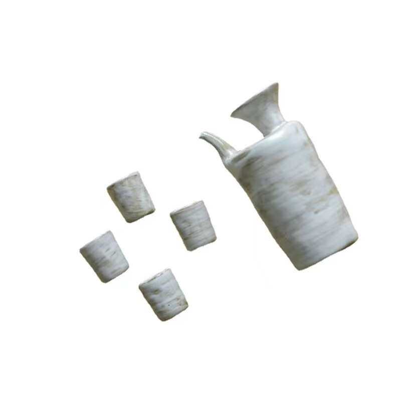 手拙粗陶酒具套装 日式一壶四杯小酌微醺酒器 白酒分酒具创意礼品