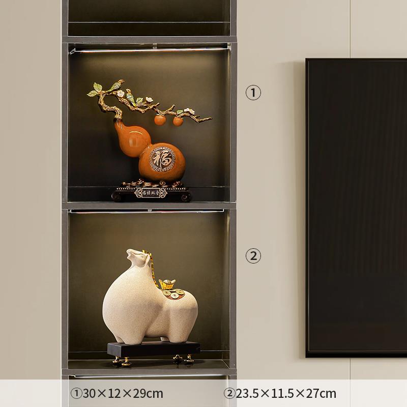 高档立即致富饰入品陶招财办公客室厅高端家居酒柜瓷口装饰开场礼