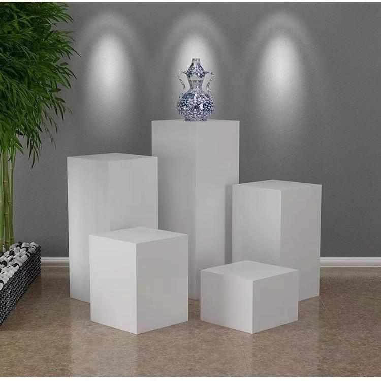 白色展示台模特底座地橱窗高低柜架台方形烤漆展台样品创意
