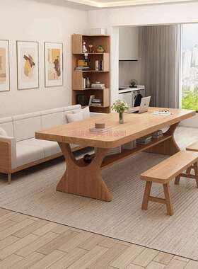 去客厅化全实木桌子现代简约高档大长书桌多人学习桌办公桌工作台