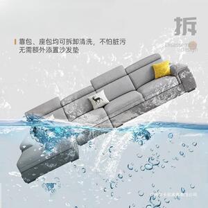 棉麻布艺沙发北欧简约现代轻奢客厅小户型猫抓布艺奶油风直排贵妃