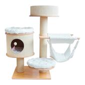 正品 猫咪玩猫爬架小型木猫窝树板一体猫抓跳台具别墅屋实磨爪四季