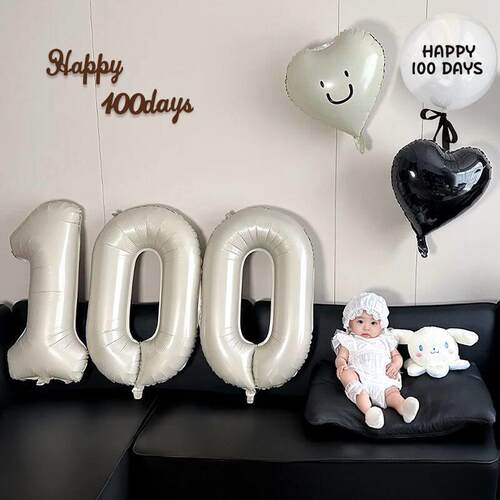 宝宝100天百天百日宴装饰拍照道具场景布置家里背景布满月30气球