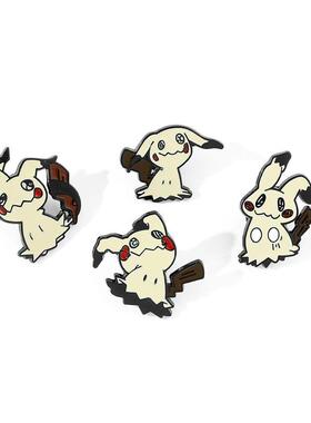 4 pcs Cartoon Animal Breast Brooch Set Funny Mimikyu Enamel