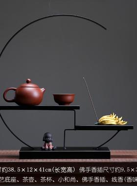 正品家居好物茶室装饰摆件铁艺博古现代约公办室茶柜简子架新中式