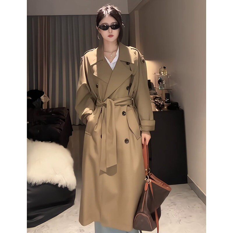 WFYO/卡其色风衣外套女中长款2025新款春秋高级感英伦风休闲大衣