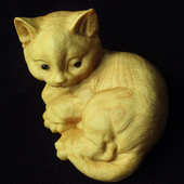 小叶黄杨木雕创意波斯猫宠物手把件雕刻木质手工艺品招财汽车摆件