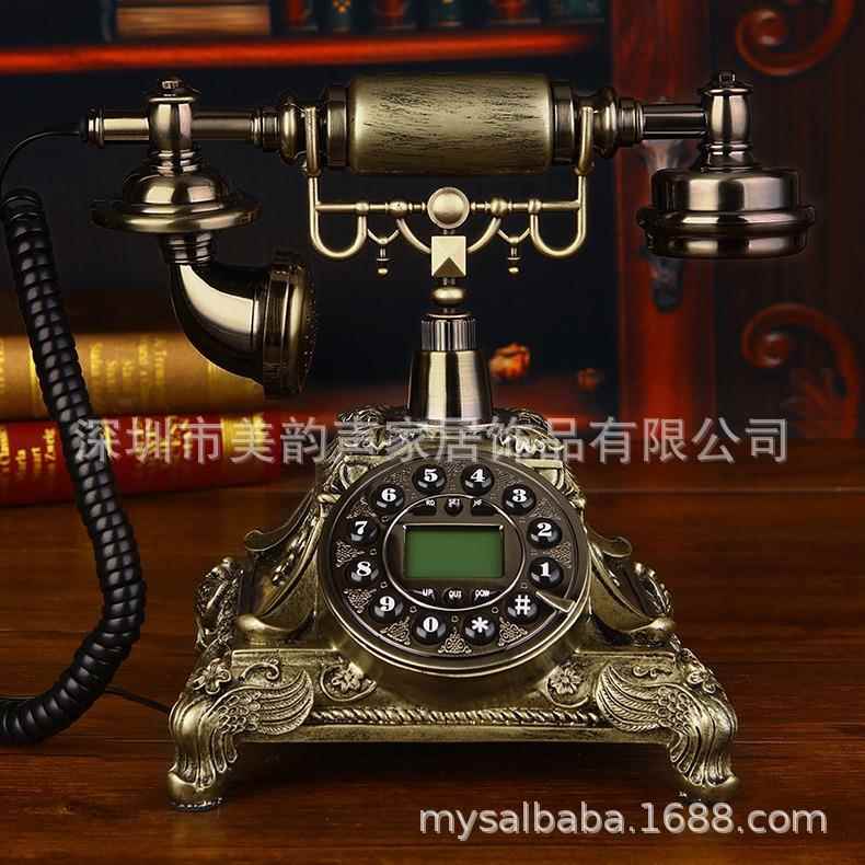 中东伊朗树脂仿木电话机 欧式仿古电话机 古典创意固定座机