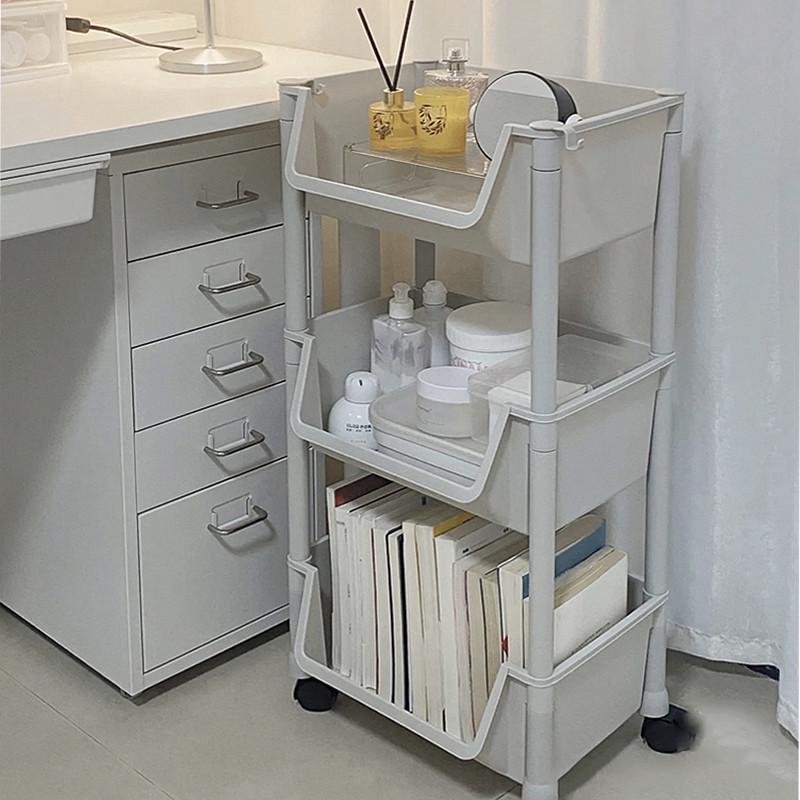 书架置物架落地可移动阅读架简易宿舍多层收纳办公室收纳筐小推车