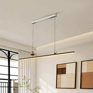 中古一字极简胡桃木长条书房餐桌吧台灯复古茶室办公室灯餐厅吊灯