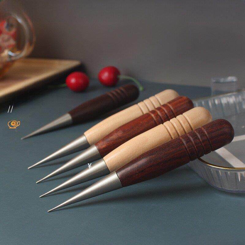 咖啡拉花针不锈钢雕花针实木酸枝木拿铁咖啡钩花针花式咖啡拉花笔