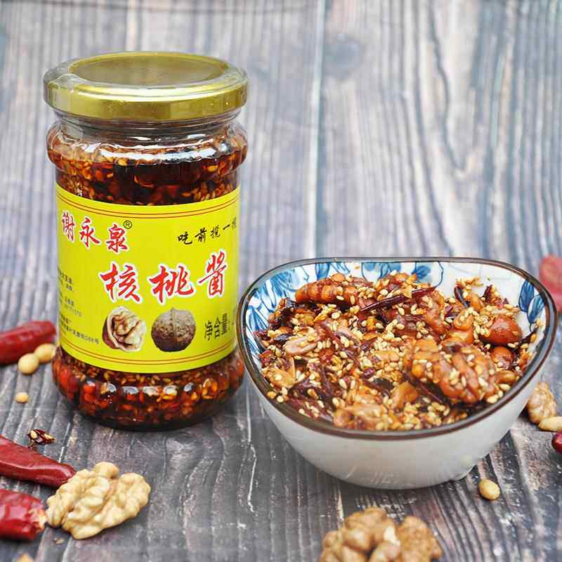 核桃酱山东菏泽油浸核桃辣椒酱花生芝麻辣椒酱下饭菜地方特