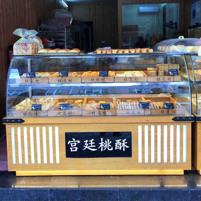 中式糕点柜实木宫廷桃酥柜弧形面包柜面包展示柜玻璃商用蛋糕柜台