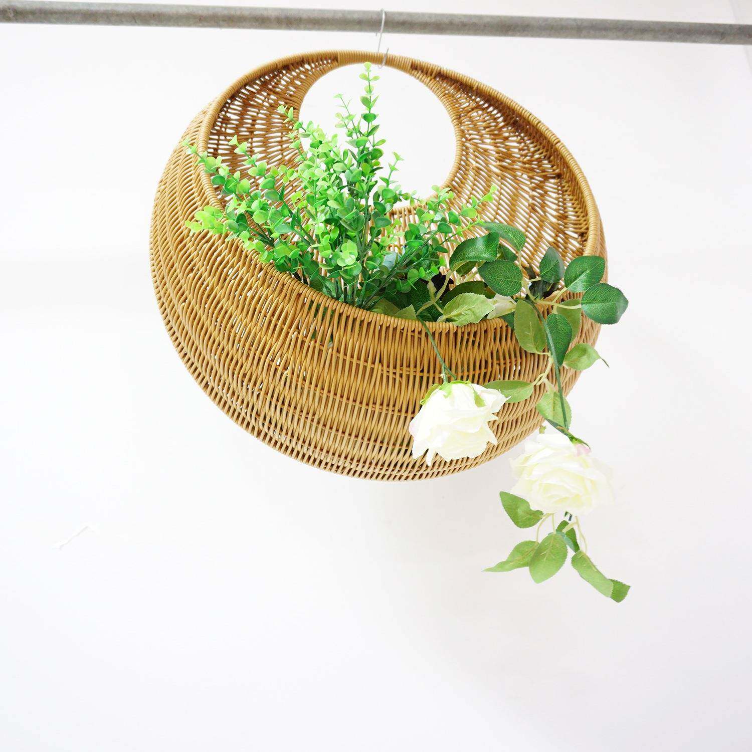藤编壁挂花篮编织墙挂花盆挂壁花篮阳台养花悬挂藤编壁挂式挂墙篮