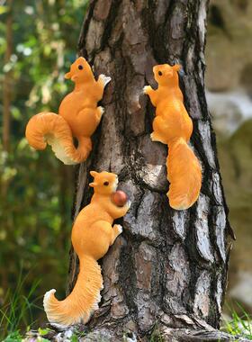 创意花园庭院装饰摆件彷真动物小松鼠户外幼儿园别墅造景树上挂件