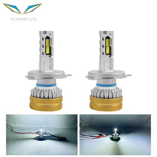 跨境爆款汽车LED前大灯改装双铜管导热高亮聚光H7/H4车灯雾灯灯泡