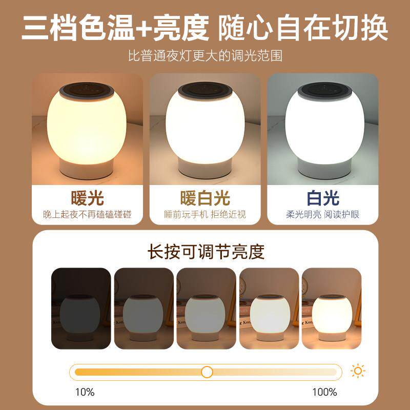 感应夜灯家睡用婴儿触哺乳起夜眠摸亮灯护眼卧室床小头遥控高显圆