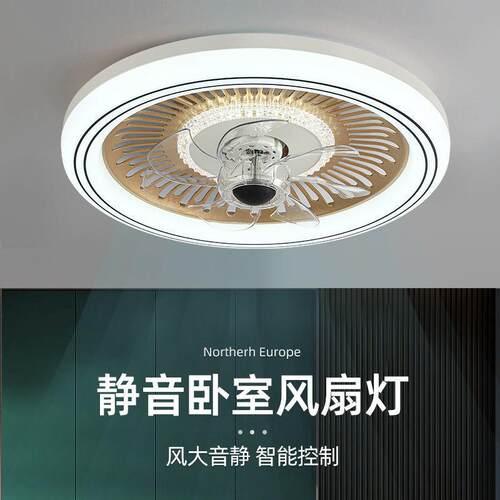 L109智风ED能吸顶扇灯餐厅卧室风扇扇灯简约摇头吸顶灯带风一体商