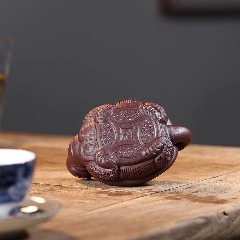 宜兴紫茶龙摆件雕塑龟可砂养原矿茶宠OVZ桌茶道浇水茶玩配件国潮