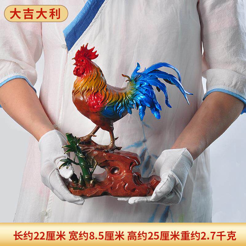 铜公鸡摆件12生肖鸡大吉大利竹报平安寓意家居客厅酒柜电视柜装饰