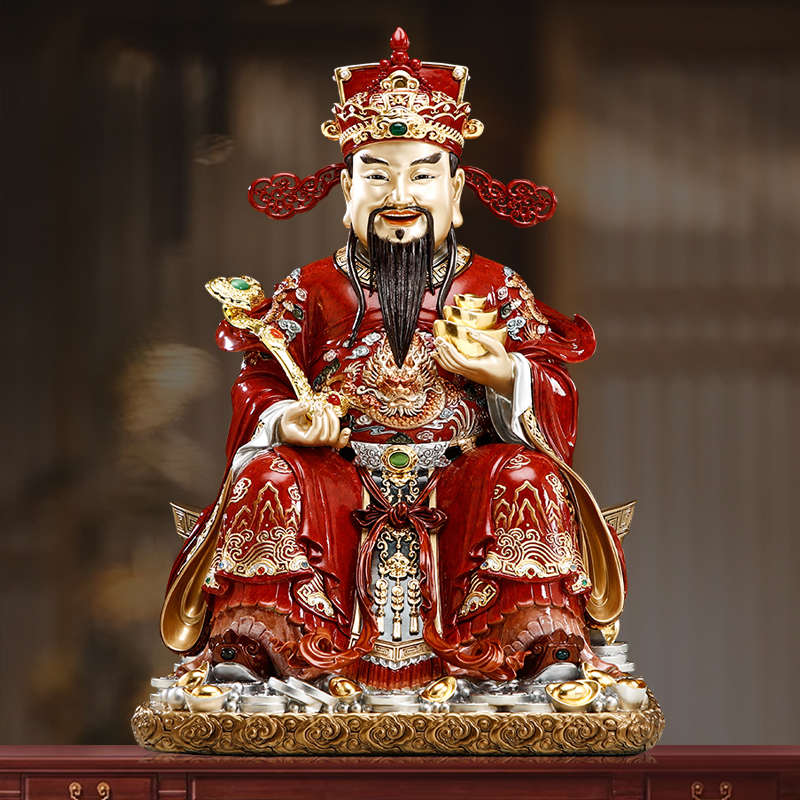 精工叠彩纯铜财神爷摆件家用文财神爷供奉神像店铺办公室开业招财
