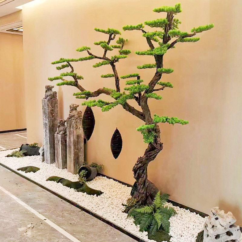 迎客松仿真树大型假松树玄关装饰新中式摆件落地景观橱窗造景绿植