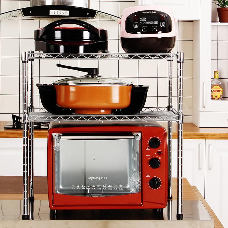 厨房置物架两层橱柜隔层架台面整理架子碗架锅架微波炉烤箱架落地