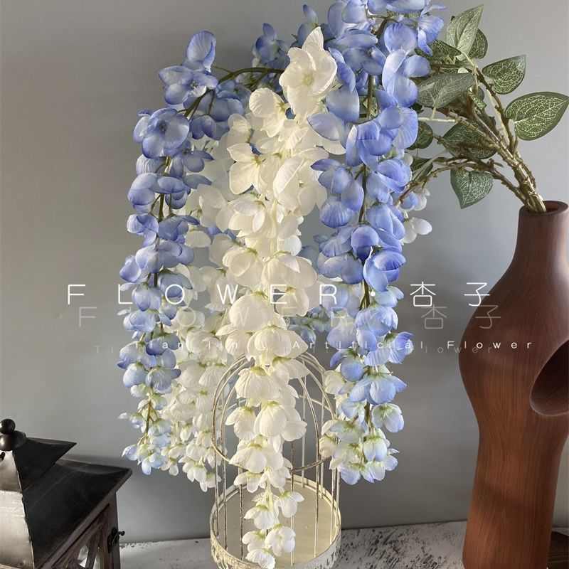 ins风仿真花新款6叉阿勃勒仿真花婚礼堂吊顶紫藤花铃兰风铃软装花