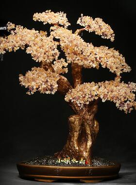 天然巴西黄水晶财富树家居公司前台，客厅，书房入口创意礼品配件