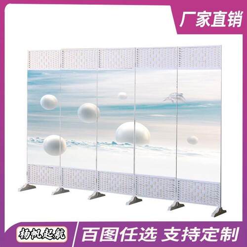 白框中式屏风隔断折叠客厅卧室遮挡简约现代移动养生饭店隔断墙