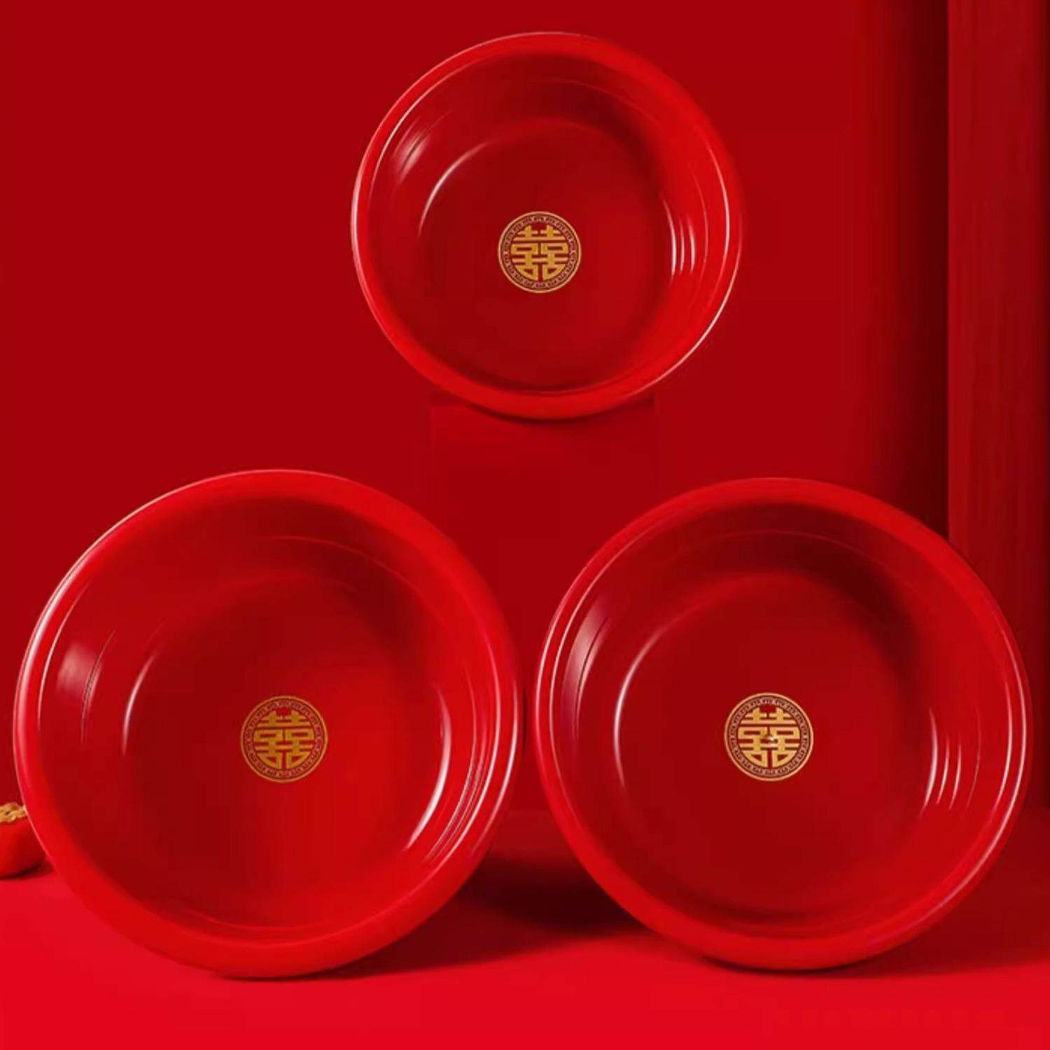 新款直销喜盆陪嫁红色脸盆结婚用品大全出嫁婚礼婚庆新娘嫁妆塑料