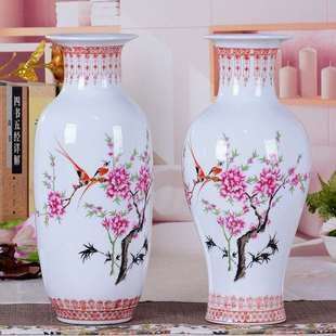 饰品工艺 景德镇陶瓷器花瓶客厅摆件插花鸟现代家居酒柜装