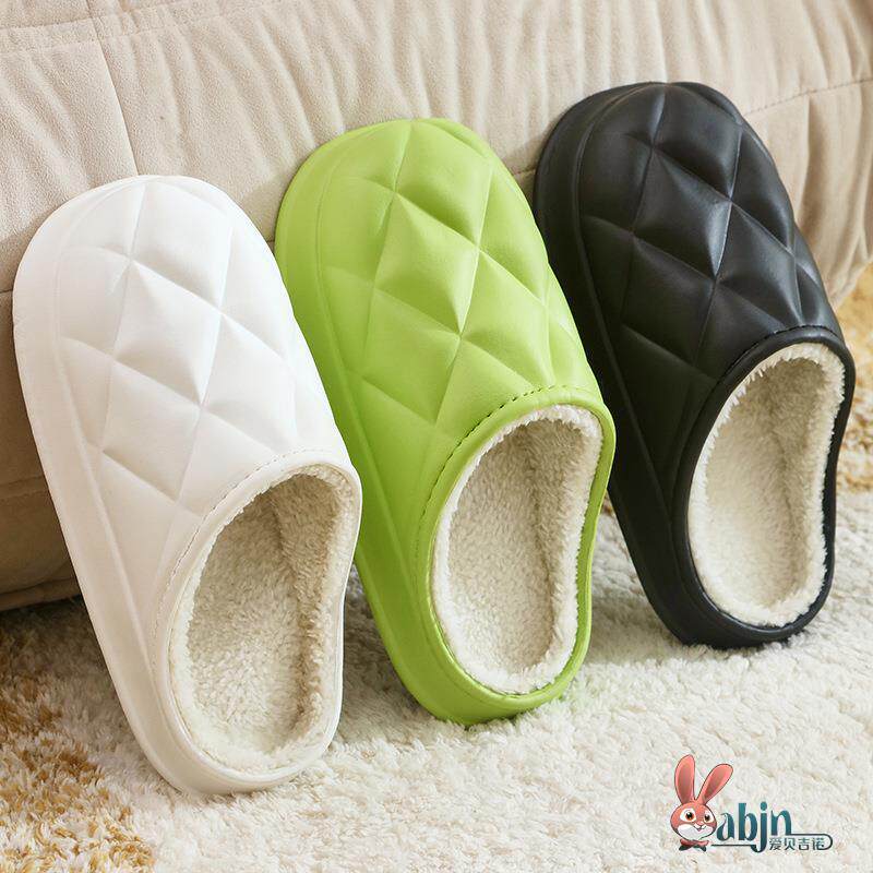 毛绒棉拖鞋女士2025新款加绒可爱情侣居家防水冬季保暖棉拖鞋男士
