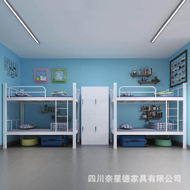 钢制双层铁床下舍员工床加生厚卡扣床卯榫结构宿44589高低床学上