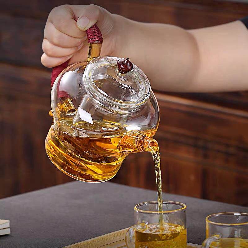 厂家热高硼LGW硅玻火璃茶壶大容量玻璃蒸煮两用直壶加茶器花茶壶
