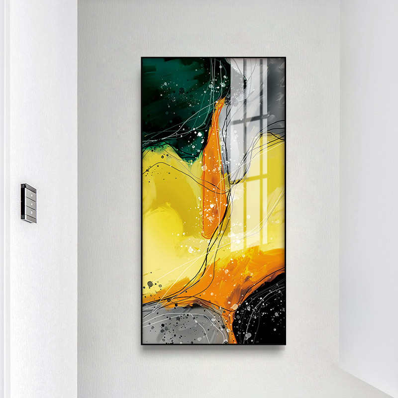 现代北欧晶瓷玄关装饰画批发酒店挂画 家居入户玄关晶瓷画抽象画图片