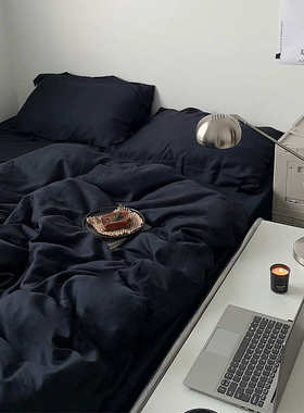 床单莱纤维四黑色之夜件套柏林天轻感批发凉式/奢5zv7丝小美赛尔