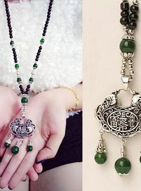 水滴项链西米翡翠复古文艺项链