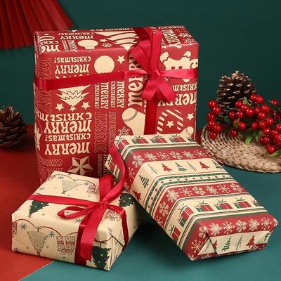 10Pcs 70x50cm Christmas wrapping paper Decoration Gift Wrap