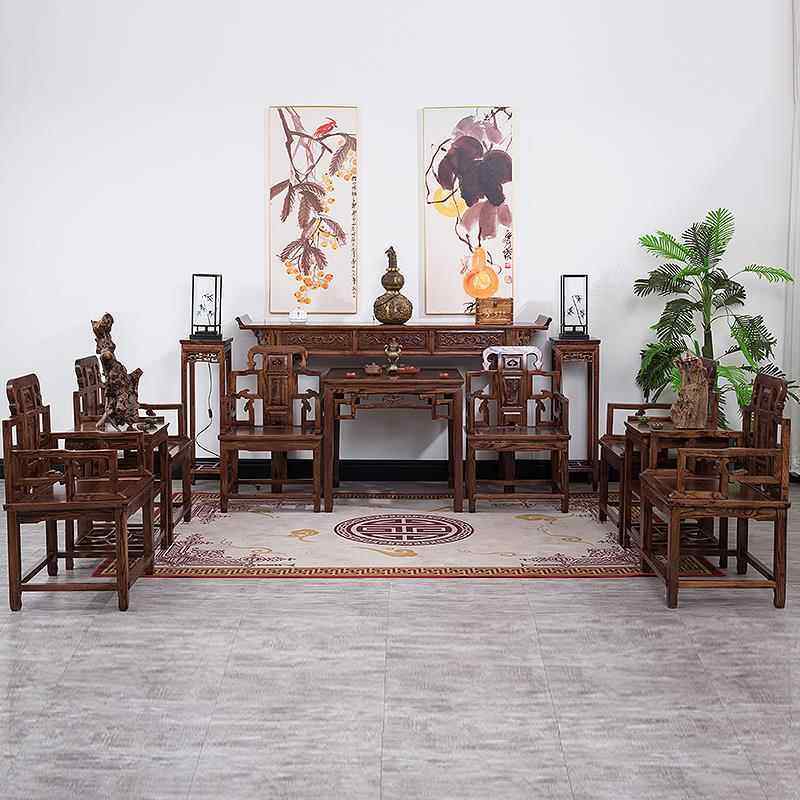 中堂六件套实木供桌条案堂屋八仙桌太师椅组合农村大厅中堂香案桌