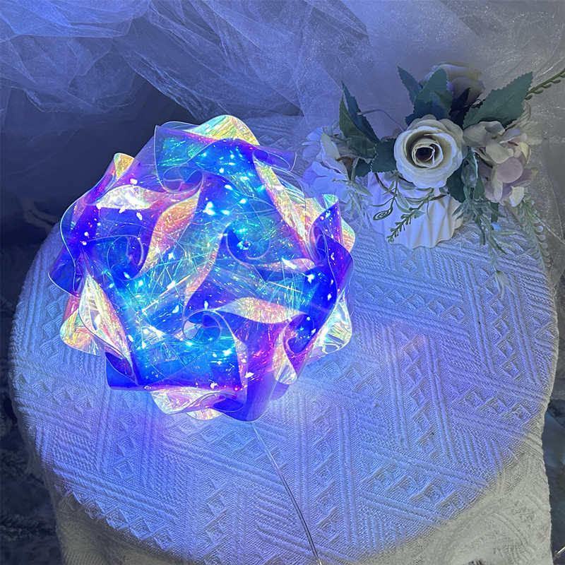 幻彩30cm美布置灯小装饰道具编织球发光pet场景摆件led夜陈