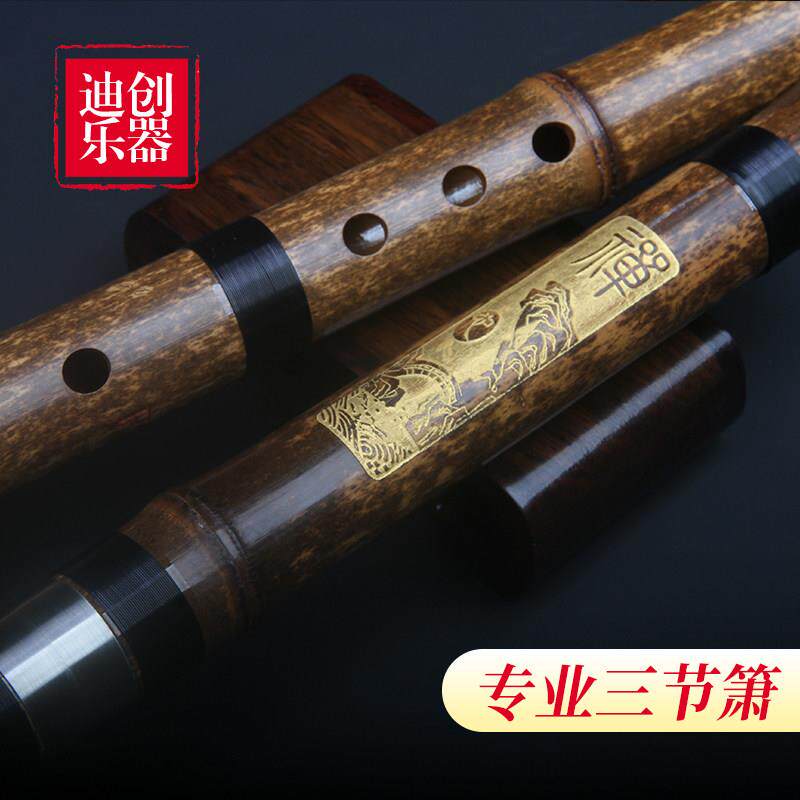 洞萧三节乐器紫竹萧专业演奏真牛角本色古朴初学箫g调六孔八孔