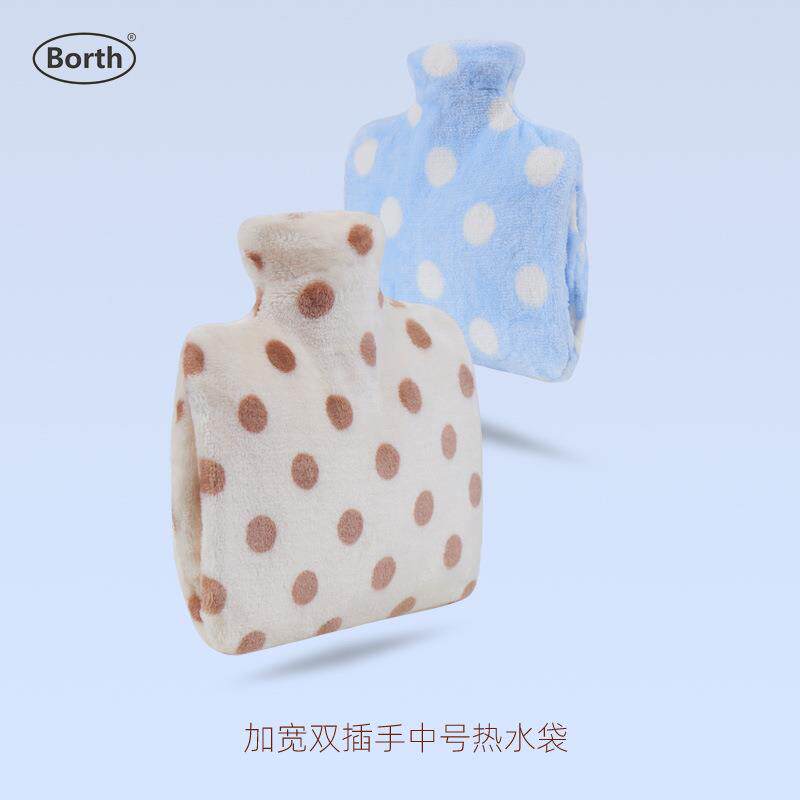 双插手中号热水袋法兰绒外套PVC内胆