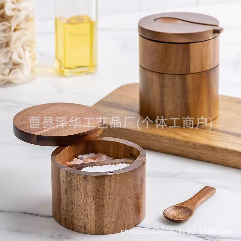 胡相调思木盐罐实木质味盒木制椒粉盒厨房调相思木盐味瓶盒收纳盐