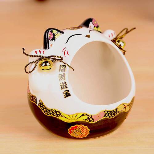 招财猫干果罐糖果公司前台陶瓷装饰品家居客厅玄关钥匙收纳摆件