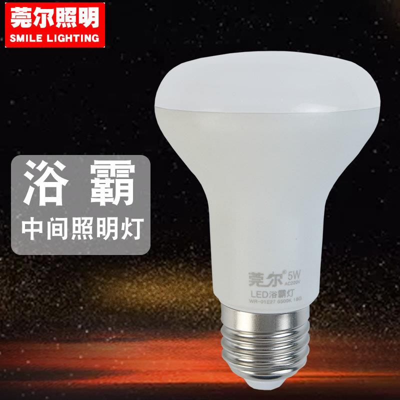 浴霸中间照明灯泡E27螺口5瓦9W浴室防水LED替换玻璃取暖灯泡R63