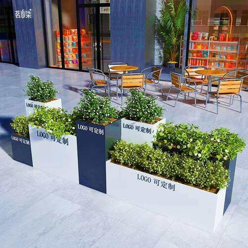 铁艺花箱广场庭院花坛围栏隔断不锈钢花槽门店花盆花架组合花架