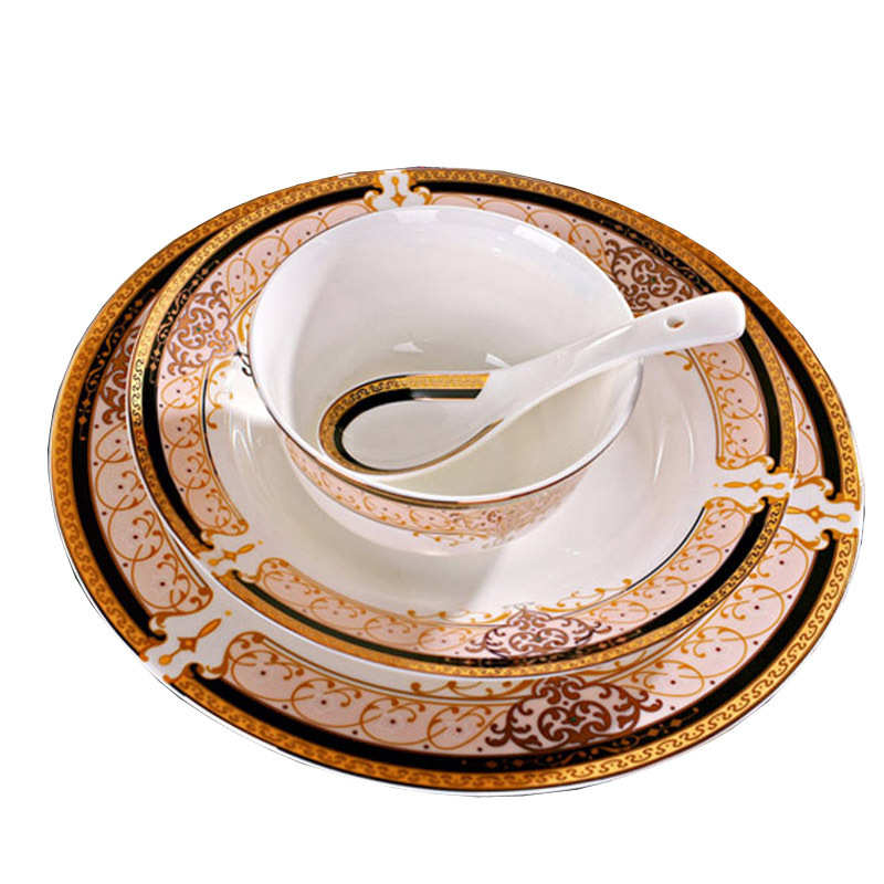 景德镇陶瓷餐具56头骨瓷餐具套装维也纳碗盘碟 陶瓷餐具礼品批发