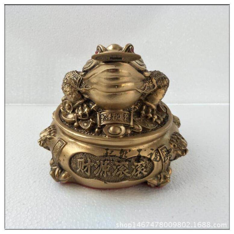 纯铜金蟾聚宝盆摆件 铜三脚金蟾开业礼品风水铜器家居工艺品