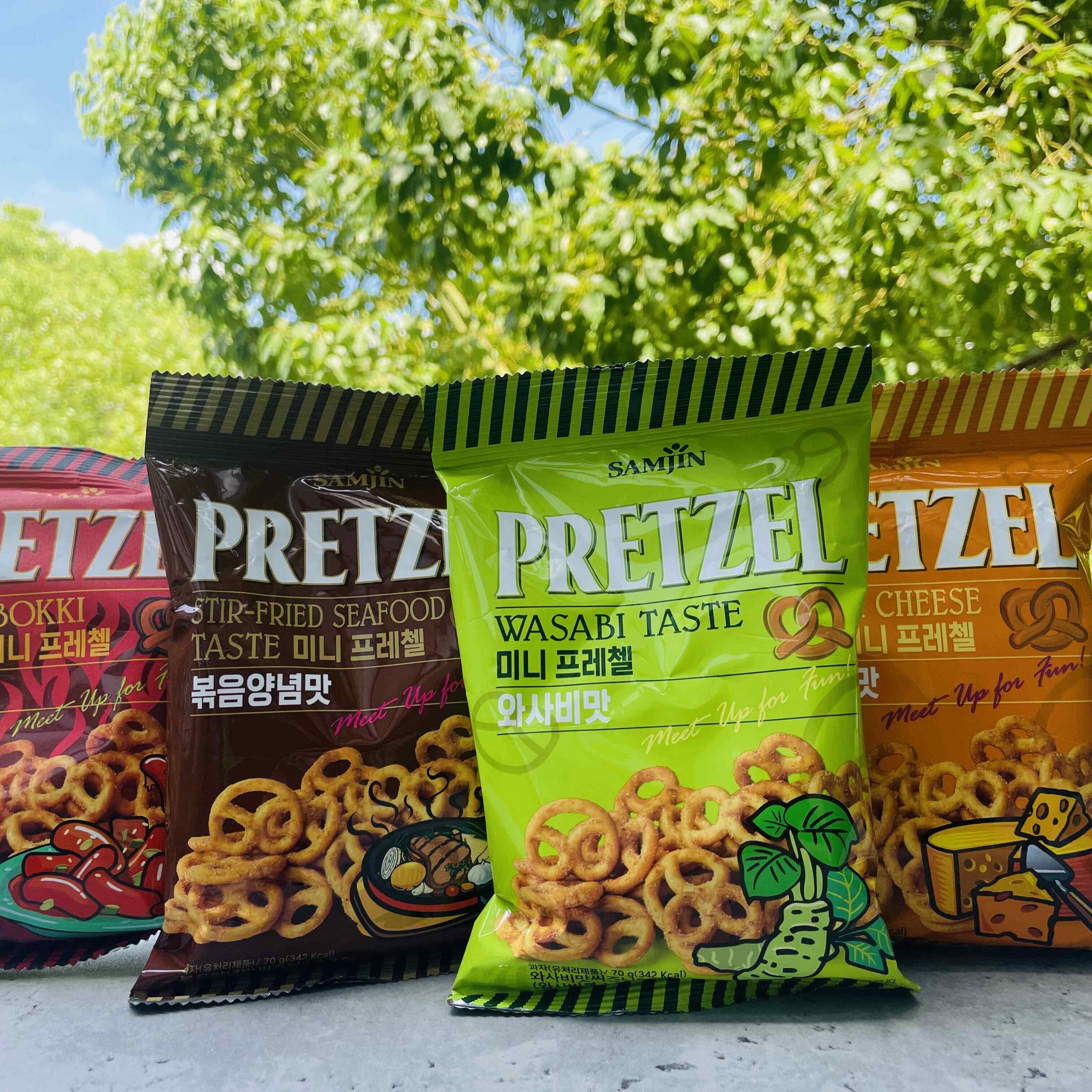 SAMJIN牌迷你扭结饼干圈状海鲜味/芝士味/年糕味/芥末味70g韩国